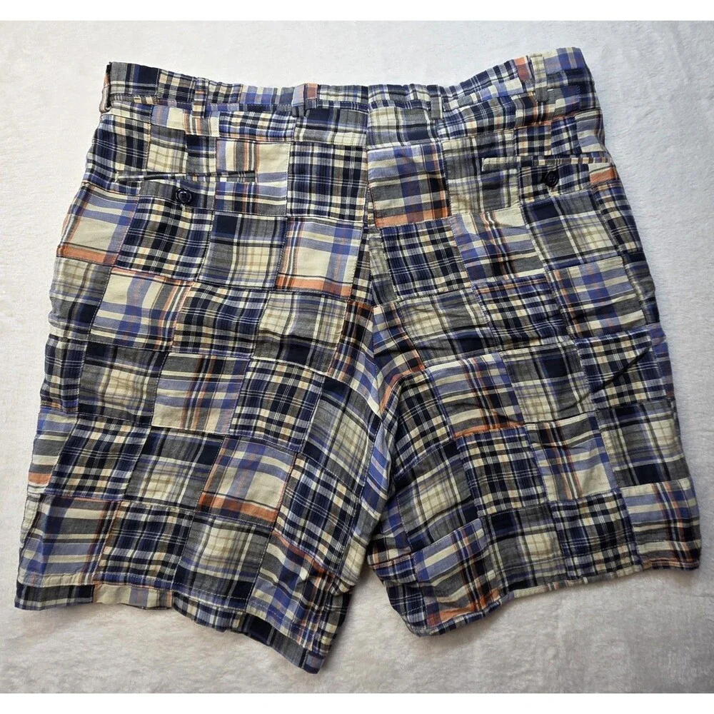 Berle Vintage Retro Mens Shorts Size 40R Madras Plaid Patchwork Cotton